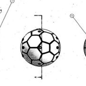 Der "Intelligente Trainingsball" (DE202024002317U1) ist mit Sensoren, Mikroprozessor, LEDs sowie Bluetooth-/WLAN-Anbindung ausgestattet. Der Ball misst unter anderem Schusskraft, Bewegungen und Positionen und gibt über farbige LED-Signale visuelles Feedback während des Trainings. (Bild:  DPMA)