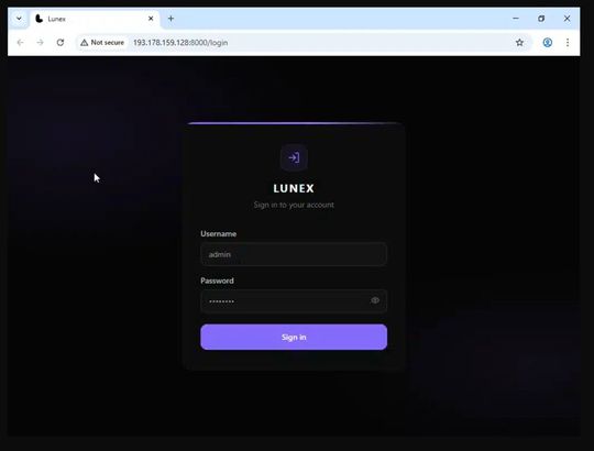 Login-Seite eines C2-Panels der Lunex-Plattform(Bild:  Ontinue)