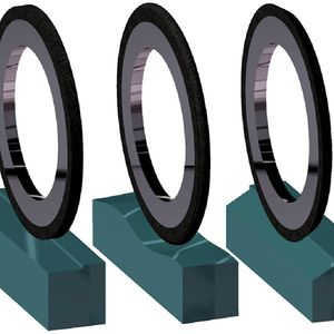 Bild 1: Untersuchte CBN-Schleifscheibenformen.	
a Zylinderschleifscheibe 1A1, b Torusschleifscheibe 1F1, c Profilschleifscheibe 1B1 