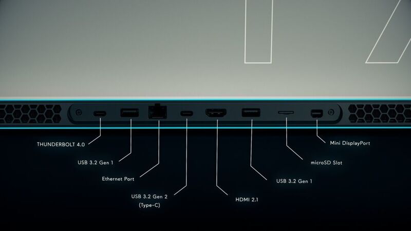Die rückseitigen Anschlüsse beim x17. Der LAN-Controller unterstützt 2,5-Gigabit-Ethernet.  (Dell)