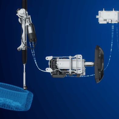 Allowed in China from July 2026: Steer-by-wire steering systems without a mechanical connection between the steering wheel and steering gear. (Image:ZF)