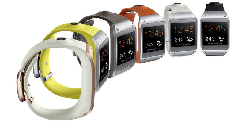 Samsungs punktet mit der Smartwatch Galaxy Gear, die in sechs Farben auf den Markt kommt und in Verbindung mit dem Galaxy Note 3 via Bluetooth genutzt werden kann. (Samsung)