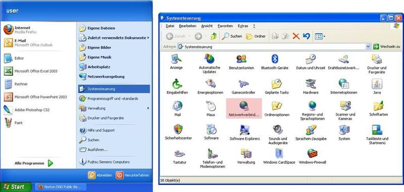 Um Norton DNS als DNS-Server einzurichten, muss man sich zunächst über das Windows-Startmenü in die Systemsteuerung begeben, wo sich der Eintrag Netzwerkeinstellungen findet. (Archiv: Vogel Business Media)