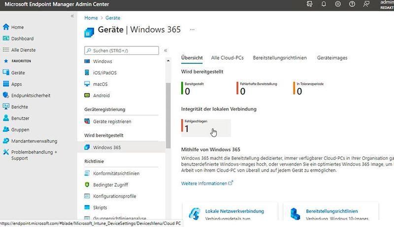 Bereitstellen von Windows 365 über Microsoft Endpoint Manager. (Joos)