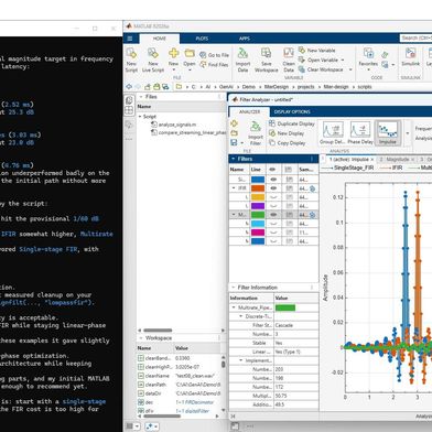 Ein KI-Agent vergleicht mithilfe des Matlab Agentic Toolkits FIR-Filterentwürfe in der Filter-Analyzer-App. (Bild: MathWorks)
