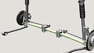 Blattfeder, Dämpferbeine und vier Lenker: So einfach ist die Leichtbau-Achse von ZF aufgebaut. (ZF)