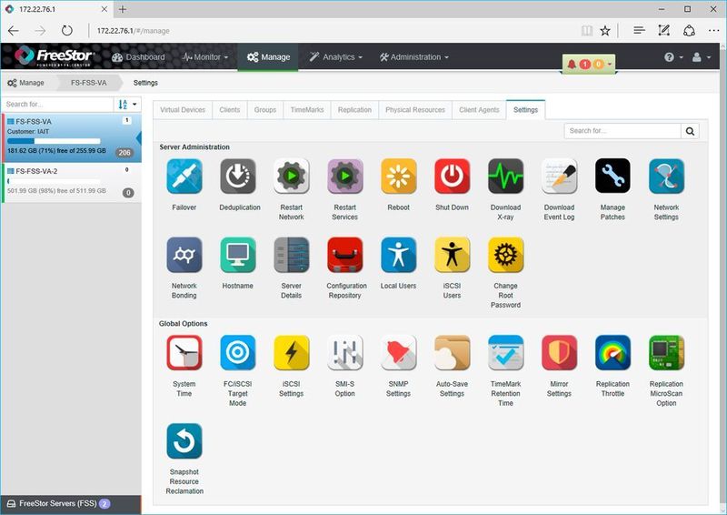 Der Reiter mit den Einstellungen dient nicht nur zum Konfigurieren der einzelnen Server, sondern bietet auch Settings für das Gesamtsystem. (Institut zur Analyse von IT-Komponenten (IAIT))