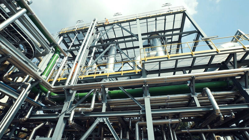 Evaporation unit of Vynova's potassium hydroxide plant in Tessenderlo, Belgium. Potassium hydroxide manufactured at this plant will serve as feedstock for the new potassium carbonate facility. (Vynova)
