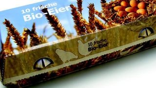 Die neue Eggbox wird als Zehner- und als Doppel-Sechser-Verpackung jeweils für verschiedene Eiergrößen angeboten, hochwertig vier- bis sechsfarbig offsetbedruckt. Bild: Eggbox (Archiv: Vogel Business Media)