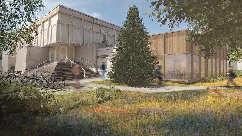 Rendering: Die Pfarrkirche Petrus Canisius in Innsbruck soll künftig teilweise als Boulderhalle genutzt werden.(Bild:  ATP Architekten Ingenieure)