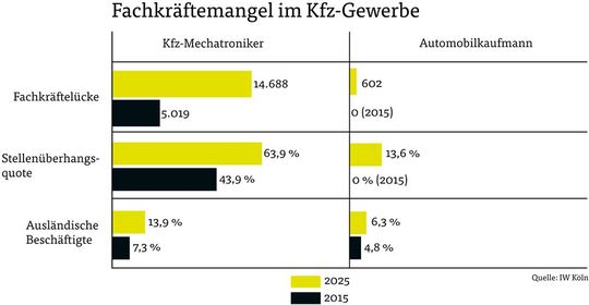 Die Fachkräfte­lücke ist in den vergangenen Jahren deutlich größer geworden, besonders bei  den Kfz-Mechatronikerinnen und den  Kfz-Mechatronikern. (Bild:  VCG - Schmidt)