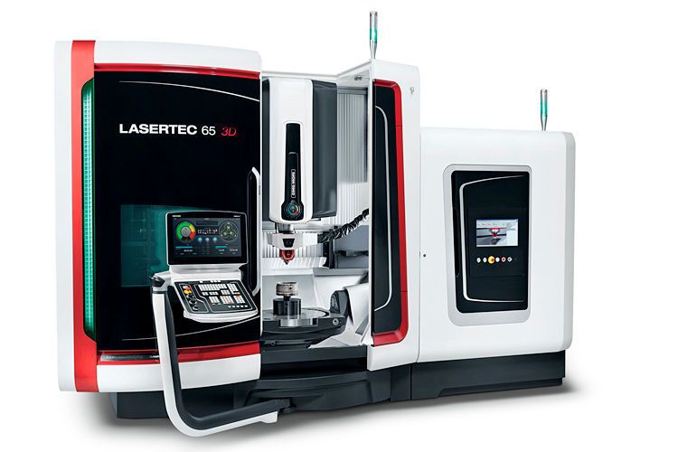 Die „Lasertec 65 3D“ erlaubt das flexible Umschalten zwischen Laser- und Fräsbearbeitung. Dies ermöglicht die direkte Finishing-Bearbeitung von Bauteilbereichen, die beim Fertigteil nicht mehr zugänglich sind. (Foto: DMG Mori)