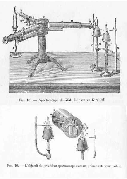 Darstellung aus dem Jahr 1907 eines Spectroskopes von Kirchhoff und Bunsen. (Bild: frei lizenziert)