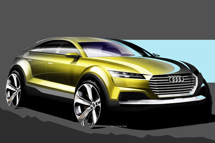Auf den Design-Skizzen, die Audi im Vorfeld veröffentlicht hat, ist ein fünftüriges SUV mit Coupé-Dach zu erkennen, das deutliche Anlehnung an die geduckte Karosserie des TT zeigt. (Foto: Audi)