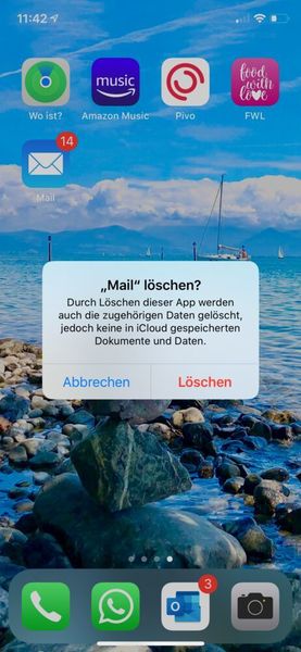 Beim Löschen der Mail-App werden lokale Daten gelöscht, aber keine E-Mails, die sich auf dem Server befinden. (Joos)