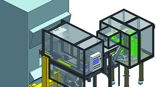 Bild 1: Die Berechnung der Positioniergenauigkeit des Zuführautomaten einer Feinstanzpresse dient als Beispiel für die Kopplung von Strukturanalyse und Mehrkörpersimulation. (Bild: MSC Software)