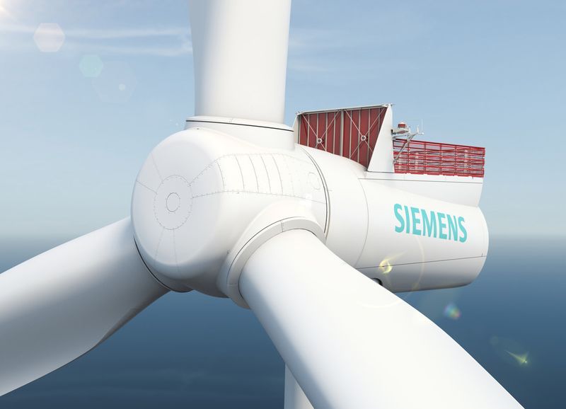 6 MW Leistung und 154 m Rotor. Trotzdem ist der Off-Shore-Gigant ein gutes Drittel leichter als andere Turbinen. (Bild: Siemens)