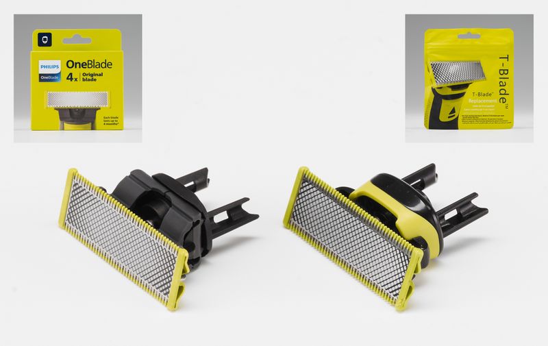 Eine Auszeichnung mit dem Plagiarius 2026 hat auch die Fälschung der Ersatz-Rasierklingen „Philips OneBlade“ erhalten. Genau wie Zahnbürstenaufsätze oder Druckerpatronen müssen Ersatz-Rasierklingen alle paar Wochen neu gekauft werden. Gefühlt sind sie immer zu teuer. Das rückt solche Produkte ins Visier der Fälscher. Dass Qualität und Sicherheit ihren Preis haben, zeigt ein Bericht vom Europäischen Amt für Betrugsbekämpfung: So wurden 2024 allein in der EU über 900.000 gefälschte Rasierklingen sichergestellt, die nicht den EU-Sicherheitsstandards entsprachen und somit Verletzungsrisiken bargen. Auch die Kundenbewertungen der KionCare-Plagiate (Fälschung, rechts) sind vernichtend: „Unbrauchbar, stumpf, verursachen Hautirritationen, reißen an den Haaren, nicht kompatibel“. Die Anbieter solcher Fälschungen haben oftmals weder ein Impressum noch Infos zu Widerrufbedingungen etc. Philips (Original, links) schützt all seine Produkte über eingetragene Marken, Designs und Patente, führt regelmäßig Razzien vor Ort durch und zieht (Online-) Nachahmer weltweit zur Rechenschaft.  (Bild: Aktion Plagiarius e.V.)