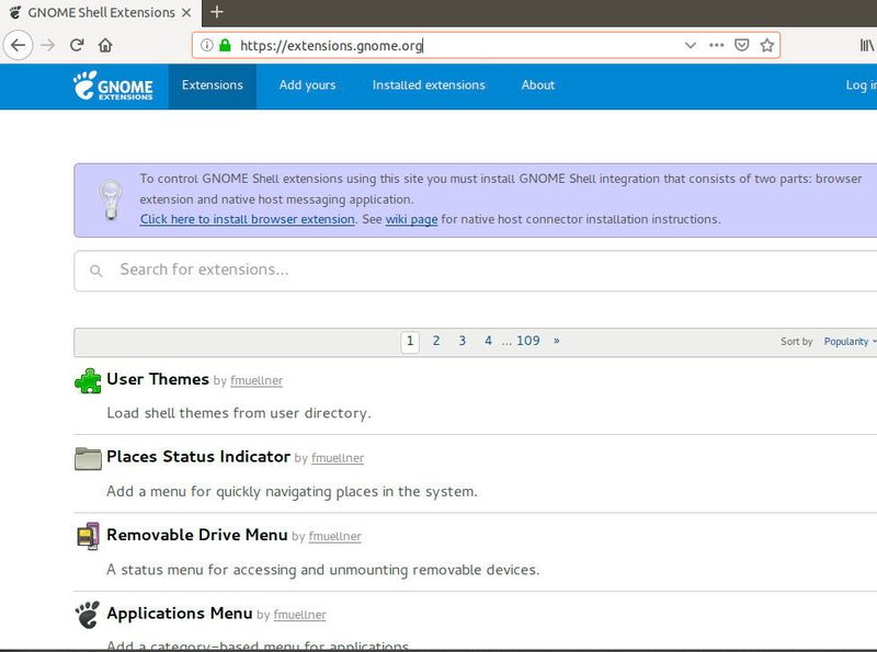 Bei den Erweiterungen für GNOME stehen verschiedene Module zur Verfügung, mit denen die Linux-Oberfläche an Windows 10 angeglichen werden kann. (Joos / Ubuntu / Gnome)