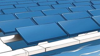 Schwimmende Solaranlagen: Beispiel eines möglichen Systemdesigns für Floating PV. Im Projekt »PV2Float« werden mehrere verschiedene Designs und Unterkonstruktionen auf einem Tagebausee realisiert. (Fraunhofer ISE)