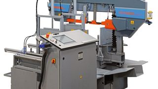 Das Flaggschiff in Sachen CNC-Doppelgehrungs-Bandsägeautomaten heißt Mebaeco 335 DGA-600. Er werde im Rahmen der Blechexpo 2019 auch mit smarten Mebaconnect-Funktionen vorgestellt. Halle 10 am Stand 10101. (Meba)