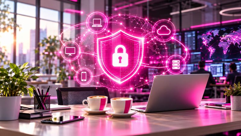 Für den Preis von zwei Café Latte pro Tag will die Deutsche Telekom mit Cyberprotect 24/7 Cybersecurity bieten.(Bild:  KI-generiert von der Deutschen Telekom)