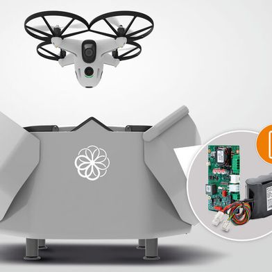 The integrated DC UPS from Bicker protects the autonomous drone system "Beehive" from Sunflower Labs in the event of a power failure, voltage dips or flicker. (Image:Bicker / Sunflower)