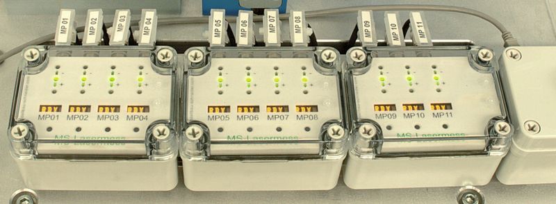 Bild 2: Die Signale werden an eigens entwickelte Messboxen übertragen und ausgegeben, wobei sich an jede Messbox bis zu vier Laserdistanzsensoren anschließen lassen. (Bild: IPF)