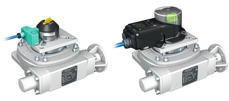 Die neue Sensorik zur Erfassung der Armaturenendlagen für Auma Schwenkgetriebe GS .3, links die Ausführung Basic, rechts die Ausführung Premium. (Auma)