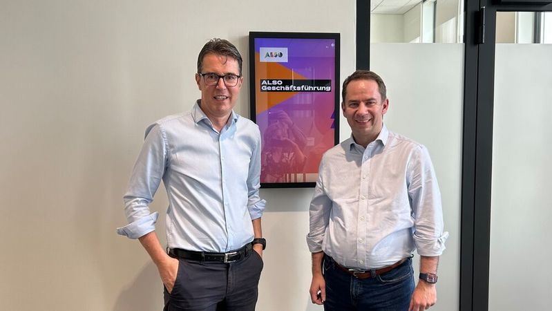 Also-CEO Wolfgang Krainz (l.) und COO Thomas Meyerhans (Bild:  Vogel IT-Medien)