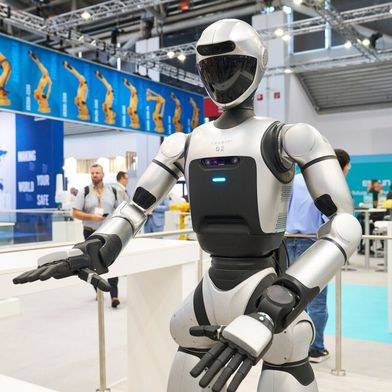 Humanoide Roboter gelten als die Automation der Zukunft, bei der Kompetenzen aus unterschiedlichen Disziplinen zusammenkommen. Die Messe Automatica 2027, veranstaltet von der Messe München, wird das Thema deshalb nicht umsonst ganz groß aufziehen ... (Bild: Messe München / M. Broenner)