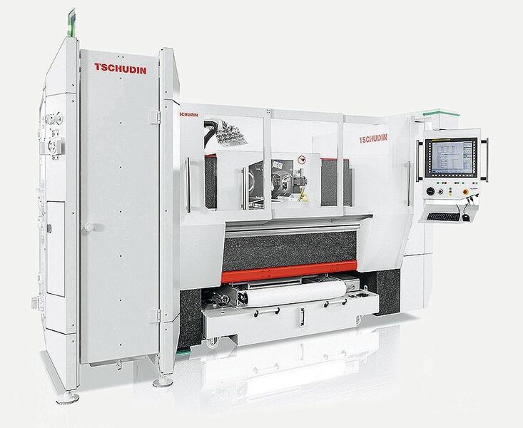 This is the newly developed Tschudin 400 CNC proline with an automation example on the left. (Tschudin)