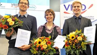 Die Gewinner des Studienpreises 2010: Sebastian Röder, Hanna Singer, Frank Bürmann (v.l.).  (Bild: Deutsche Messe)