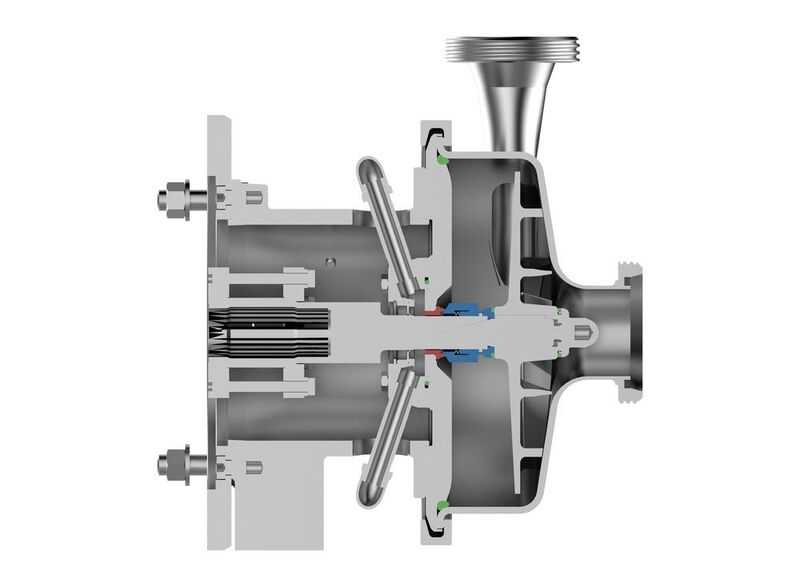 An optimised impeller geometry, the hygienic design of the impeller nut, internal mechanical seals as well as the dead space free design are four decisive performance features of the new pump. (GEA Hilge)