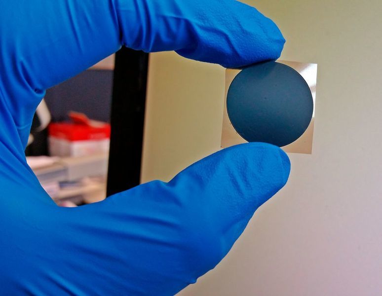 Carbon tape coated with a thin layer of the nanocomposite. (Aalto University)