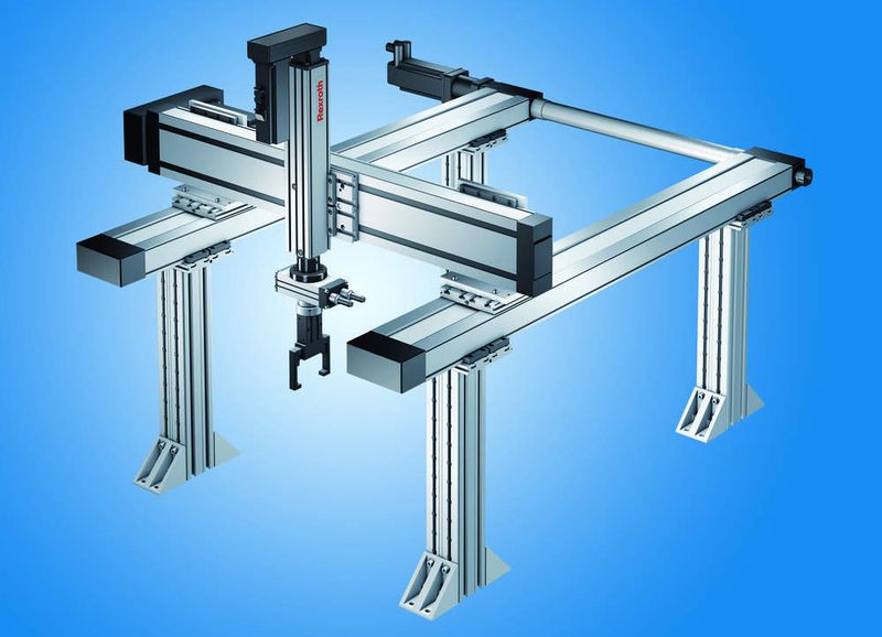 Flexibel kombiniert: camoLINE, hier mit dem Vorschub-Modul VKK, kombiniert elektrische und pneumatische Achsen und stellt Verbindungselemente zur formschlüssigen Verbindung zur Verfügung. (Archiv: Vogel Business Media)