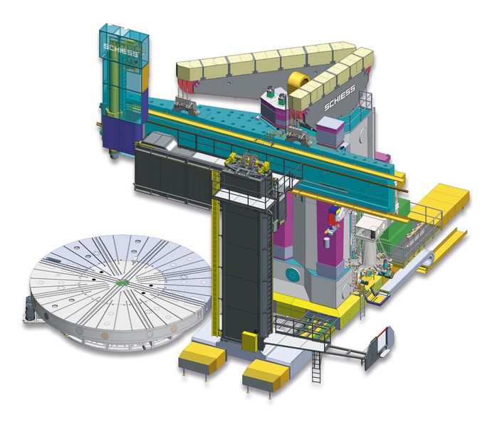 Durch die Einständerbauweise braucht die Anlage weitaus weniger Platz als eine vergleichbare Portalmaschine in Gantry-Bauweise und sie vereinfacht die Be- und Entladung sowie das Endabnahmeverfahren. (Bild: Schiess)