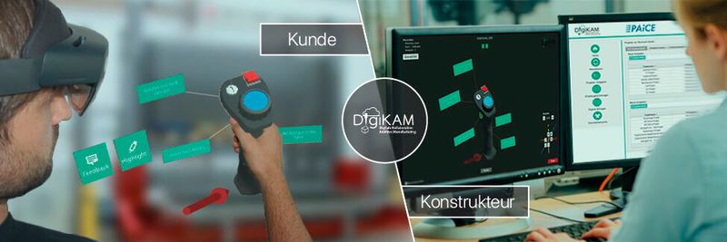 Im Projekt DigiKAM erfolgt durch den Einsatz von Augmented Reality eine effiziente und standortübergreifende Produktvalidierung.(Bild:  Fraunhofer-Institut für Entwurfstechnik Mechatronik IEM)