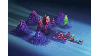 Wissenschaftler verwenden Röntgenstrahlen, um eine heftige Explosion einzelner Moleküle auszulösen. Aus dem Fragmentierungsmuster schließen sie auf detaillierte Informationen über das Molekül und seine Fragmentierung. (illustratoren.de/TobiasWuestefeld in cooperation with European XFEL)
