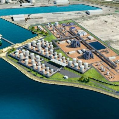 3D preview of the SAF project in the Port of Dunkirk, where the joint venture between Technip Energies, Airbus, Safran, and Tereos will be based in the future. (Image:Technip Engines)