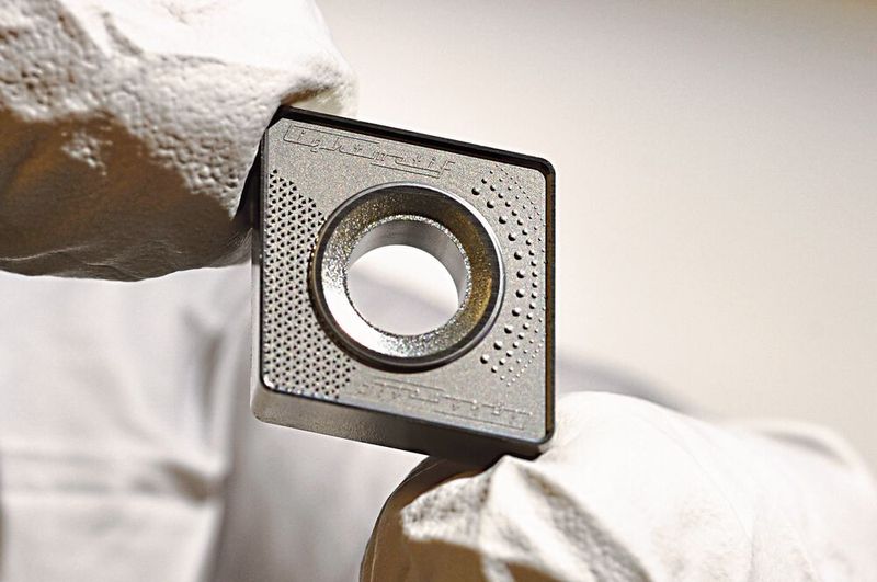 Ein Testkunde hat die Herstellungszeit gesinterter Inserts von acht Stunden (mit klassischem Erodieren und Fräsen) auf zwei Stunden (mit der KLM-E1) reduziert.  (Bild: KLM Microlaser)