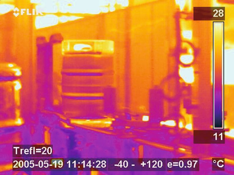 Wärmebild eines gefüllten Bierfasses. (Flir)