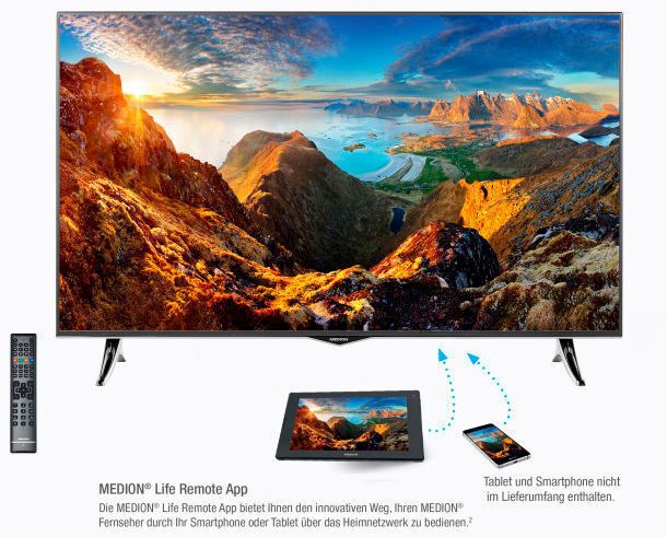 Der Smart TV kann auch per App gesteuert werden. (Aldi Nord)