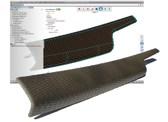(Gamechanger für  Additive Manufacturing:  Über 5.000 verschiedene Texturen können schnell und einfach auf dem B-Rep-Modell aufgebracht werden. Bild: Core Technologies)