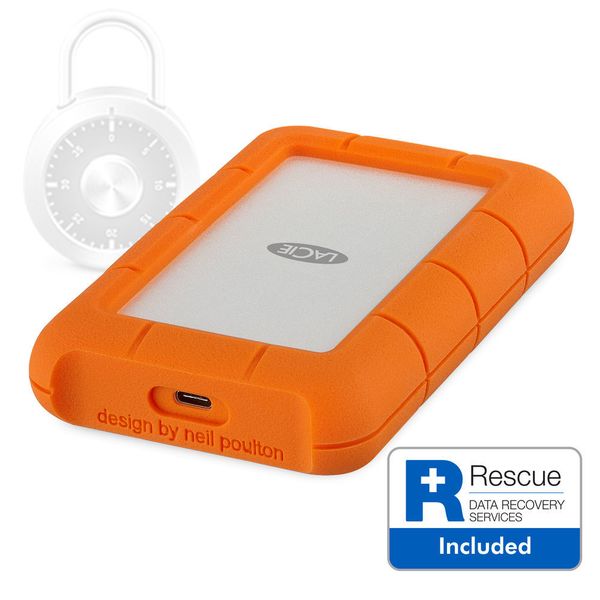 Die robuste Festplatte Lacie Rugged Secure ist mit einer Hardware-Datenverschlüsselung ausgestattet. (Seagate)