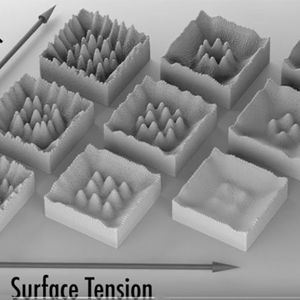 If a magnetic field is applied, the ferrofluids start to form their characteristic spikes.
