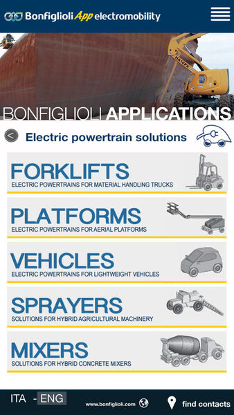 Die App umfasst Anwendungen und Funktionen für Elektromobilitätslösungen. (Bonfiglioli)
