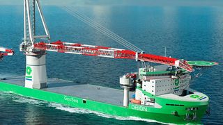 Design Entwurf eines neuen Liebherr HLC 295000 auf Deme´s Offshore-Installationsschiff der neuen Generation. (Liebherr)