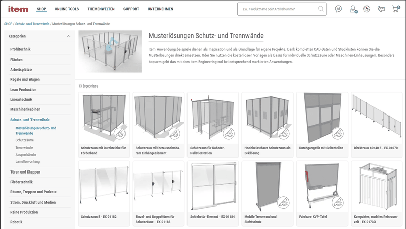 Digitale Konfiguratoren wie die von Item vereinfachen die Planung kompletter Schutzzäune über eine intuitive Benutzeroberfläche.(Bild:  Item)