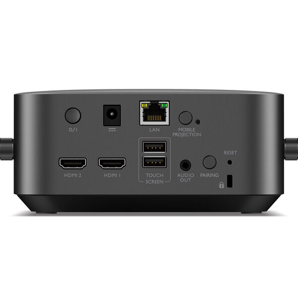 Der Instashow-WD30-Empfänger bietet nun zwei HDMI-2.0-Ausgänge. Zusätzlich sind zwei USB-Anschlüsse für die Touch-Back-Funktion vorhanden. (Benq)